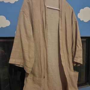 Eileen Fisher Linen Kimono Style Open 3/4 Length Coat/ Cardigan